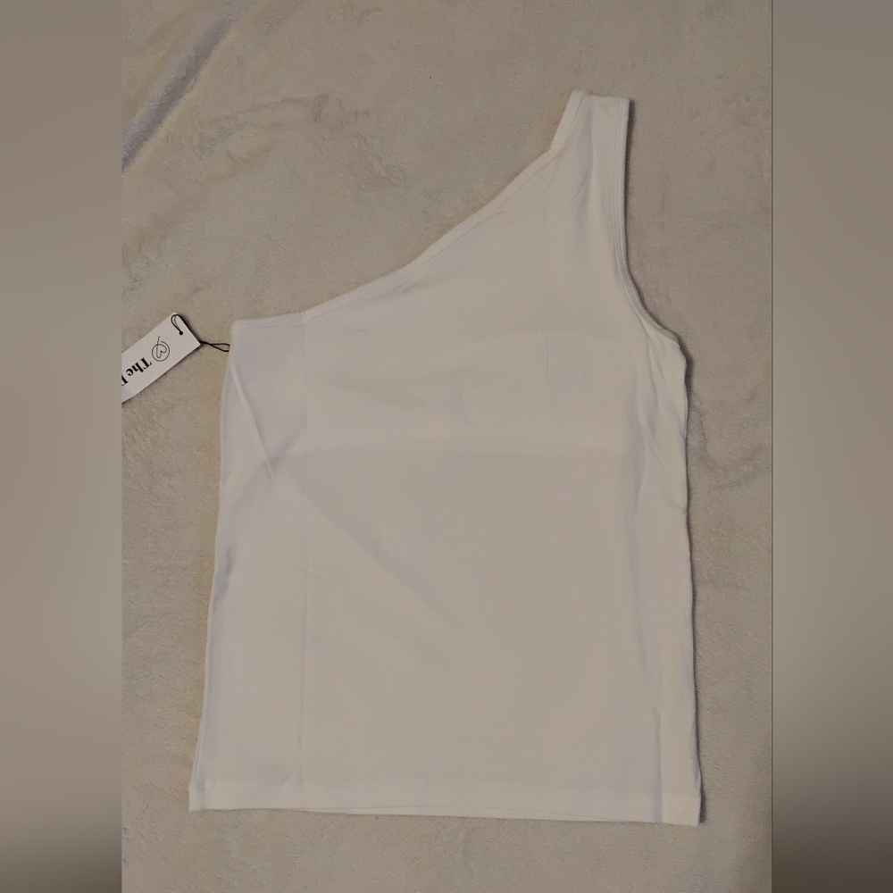 The Drop Chic White One-Shoulder Tank NWT